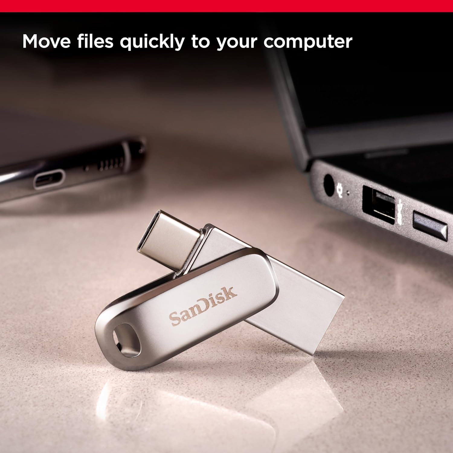 SANDISK Ultra Dual Drive Luxe Type-C 128GB, OTG, Upto 400MB/s, Pendrive, Silver, 5Y Warranty (SDDDC4-128G-I35)